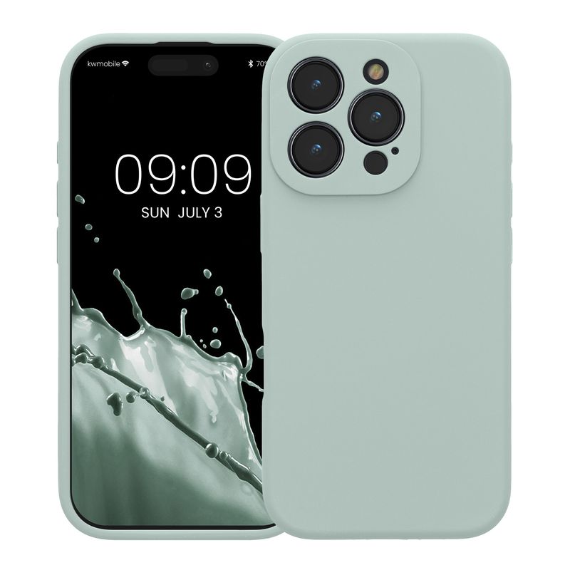 Laptop, Telefoane si Tablete - Telefoane mobile si accesorii - Accesorii Telefoane - Huse telefoane - Husa Kwmobile pentru iPhone 16 Pro, anti-alunecare, silicon, menta - Infinity.ro
