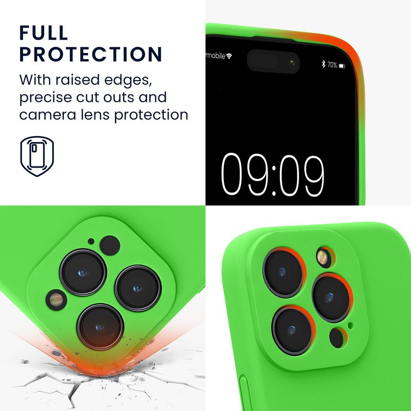 Laptop, Telefoane si Tablete - Telefoane mobile si accesorii - Accesorii Telefoane - Huse telefoane - Husa Kwmobile pentru iPhone 16 Pro, anti-alunecare, silicon, verde lime - Infinity.ro