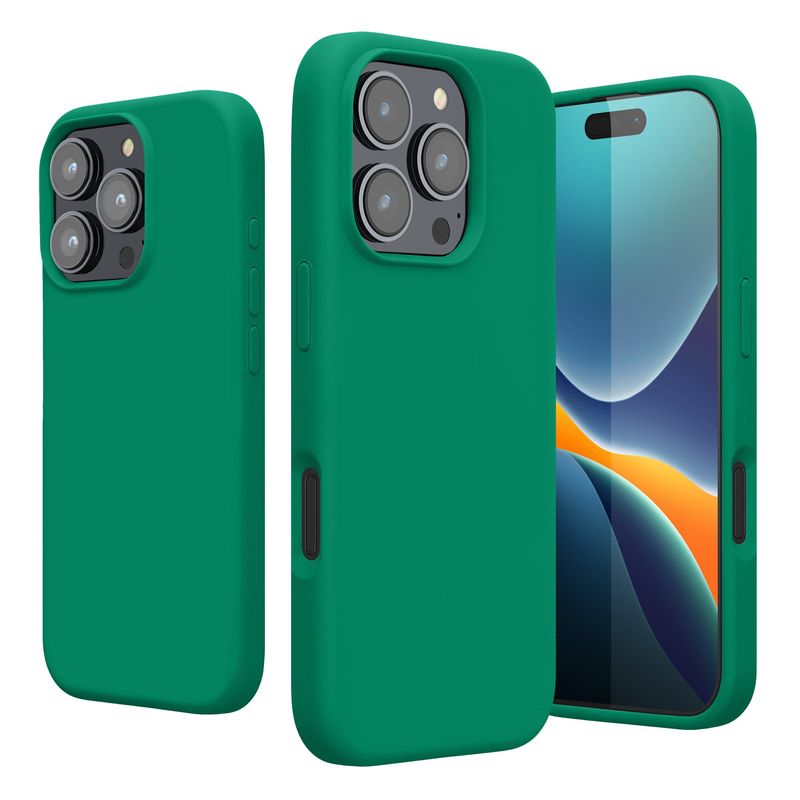 Laptop, Telefoane si Tablete - Telefoane mobile si accesorii - Accesorii Telefoane - Huse telefoane - Husa Kwmobile pentru iPhone 16 Pro, anti-alunecare, silicon, verde smarald - Infinity.ro
