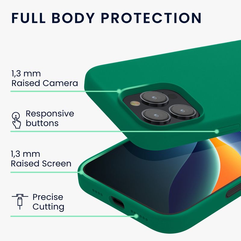 Laptop, Telefoane si Tablete - Telefoane mobile si accesorii - Accesorii Telefoane - Huse telefoane - Husa Kwmobile pentru iPhone 16 Pro, anti-alunecare, silicon, verde smarald - Infinity.ro