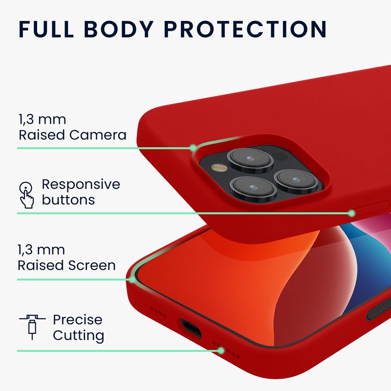 Laptop, Telefoane si Tablete - Telefoane mobile si accesorii - Accesorii Telefoane - Huse telefoane - Husa Kwmobile pentru iPhone 16 Pro, anti-alunecare, silicon, rosu clasic - Infinity.ro
