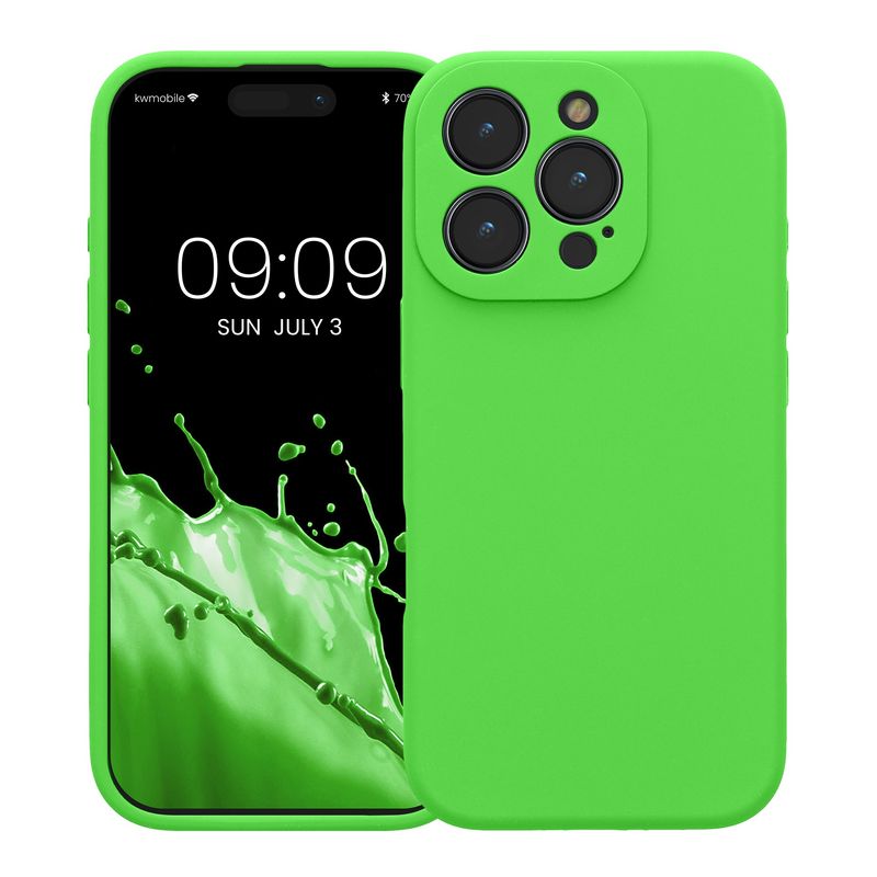 Laptop, Telefoane si Tablete - Telefoane mobile si accesorii - Accesorii Telefoane - Huse telefoane - Husa Kwmobile pentru iPhone 16 Pro, anti-alunecare, silicon, verde lime - Infinity.ro