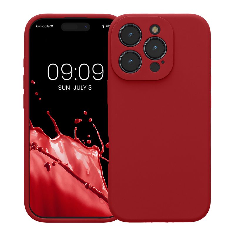 Laptop, Telefoane si Tablete - Telefoane mobile si accesorii - Accesorii Telefoane - Huse telefoane - Husa Kwmobile pentru iPhone 16 Pro, anti-alunecare, silicon, rosu - Infinity.ro
