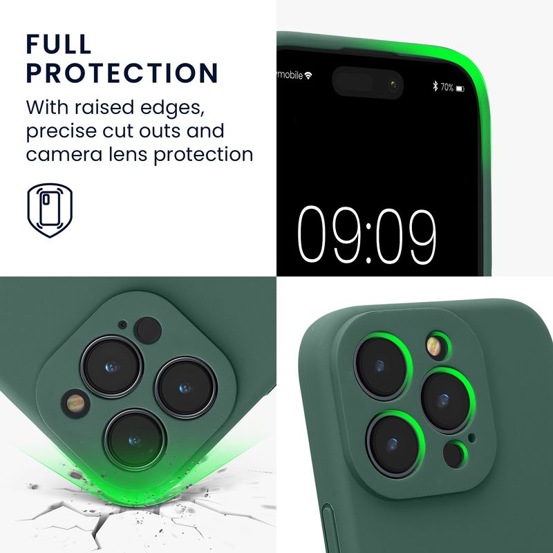Laptop, Telefoane si Tablete - Telefoane mobile si accesorii - Accesorii Telefoane - Huse telefoane - Husa Kwmobile pentru iPhone 16 Pro, anti-alunecare, silicon, verde padure - Infinity.ro