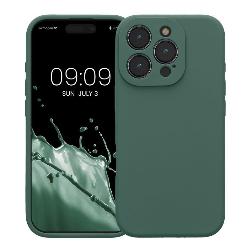 Laptop, Telefoane si Tablete - Telefoane mobile si accesorii - Accesorii Telefoane - Huse telefoane - Husa Kwmobile pentru iPhone 16 Pro, anti-alunecare, silicon, verde padure - Infinity.ro