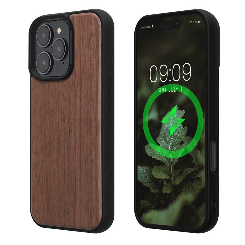 Laptop, Telefoane si Tablete - Telefoane mobile si accesorii - Accesorii Telefoane - Huse telefoane - Husa Kwmobile pentru iPhone 16 Pro, compatibilitate MagSafe, lemn, TPU, maro - Infinity.ro