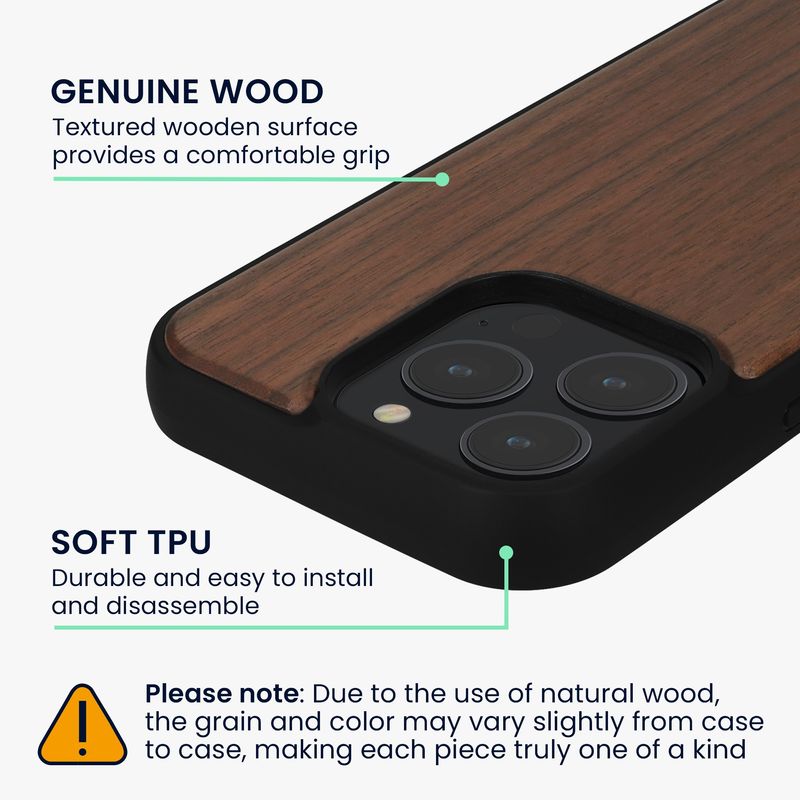 Laptop, Telefoane si Tablete - Telefoane mobile si accesorii - Accesorii Telefoane - Huse telefoane - Husa Kwmobile pentru iPhone 16 Pro, compatibilitate MagSafe, lemn, TPU, maro - Infinity.ro