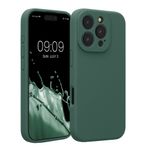 Laptop, Telefoane si Tablete - Telefoane mobile si accesorii - Accesorii Telefoane - Huse telefoane - Husa Kwmobile pentru iPhone 16 Pro, anti-alunecare, silicon, verde padure - Infinity.ro
