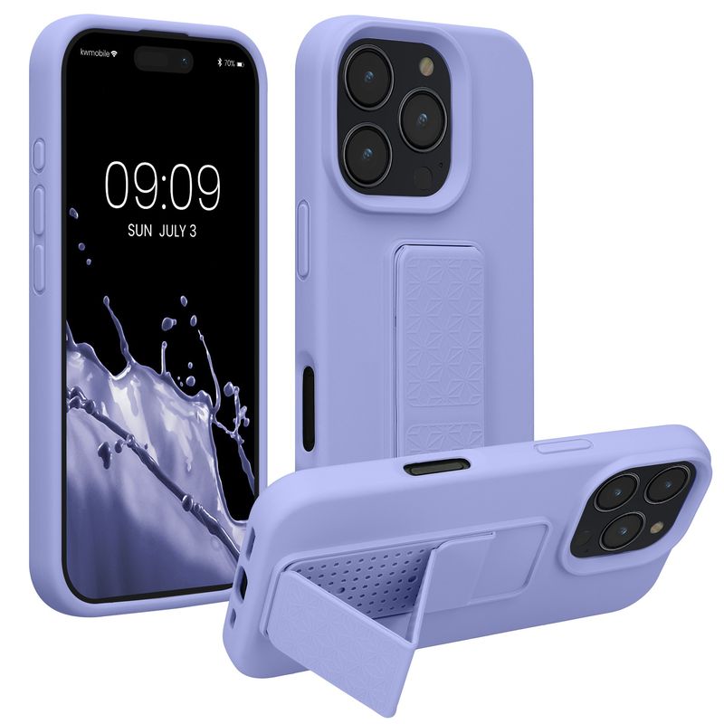 Laptop, Telefoane si Tablete - Telefoane mobile si accesorii - Accesorii Telefoane - Huse telefoane - Husa Kwmobile pentru iPhone 16 Pro, functie stand, silicon, mov - Infinity.ro