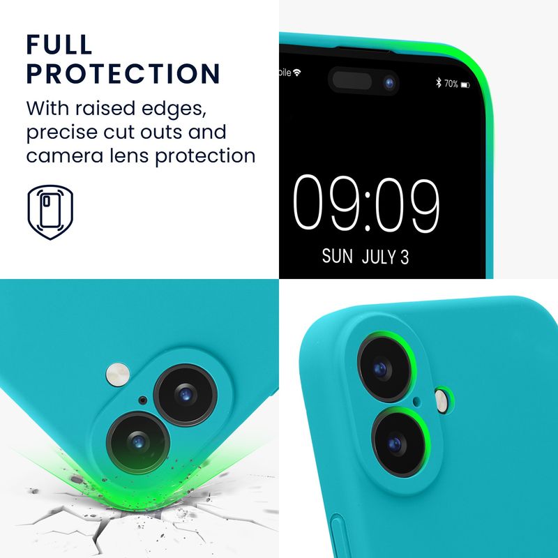 Laptop, Telefoane si Tablete - Telefoane mobile si accesorii - Accesorii Telefoane - Huse telefoane - Husa Kwmobile pentru iPhone 16, anti-alunecare, protectie la zgarieturi, silicon, albastru - Infinity.ro