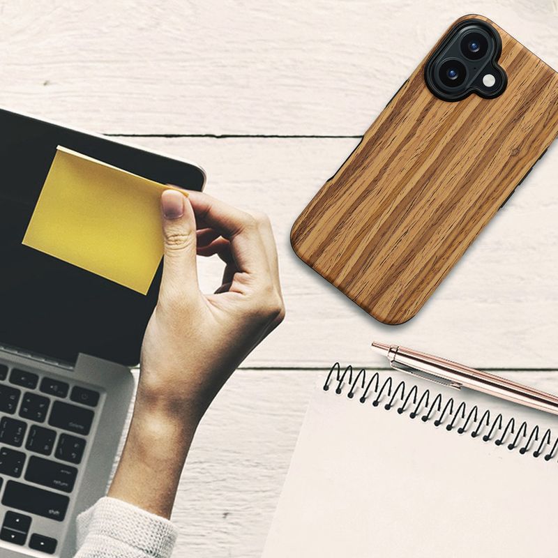 Laptop, Telefoane si Tablete - Telefoane mobile si accesorii - Accesorii Telefoane - Huse telefoane - Husa Kwmobile pentru iPhone 16, anti-alunecare, lemn, TPU, aspect vintage - Infinity.ro