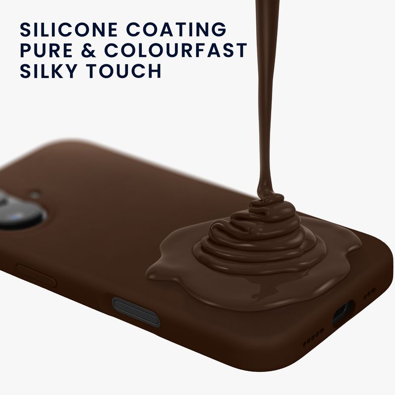 Laptop, Telefoane si Tablete - Telefoane mobile si accesorii - Accesorii Telefoane - Huse telefoane - Husa Kwmobile pentru iPhone 16, anti-alunecare, silicon, ciocolatiu - Infinity.ro