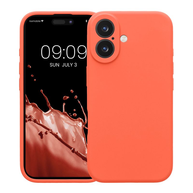 Laptop, Telefoane si Tablete - Telefoane mobile si accesorii - Accesorii Telefoane - Huse telefoane - Husa Kwmobile pentru iPhone 16, anti-alunecare, silicon, coral - Infinity.ro