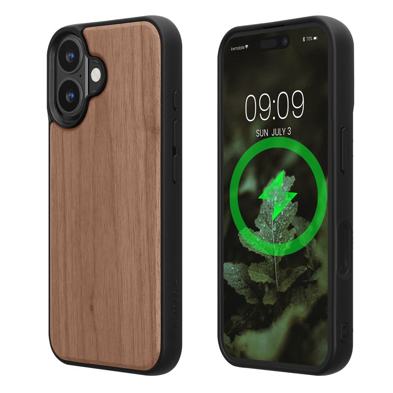Laptop, Telefoane si Tablete - Telefoane mobile si accesorii - Accesorii Telefoane - Huse telefoane - Husa Kwmobile pentru iPhone 16, compatibilitate MagSafe, protectie la socuri, lemn, TPU, maro - Infinity.ro