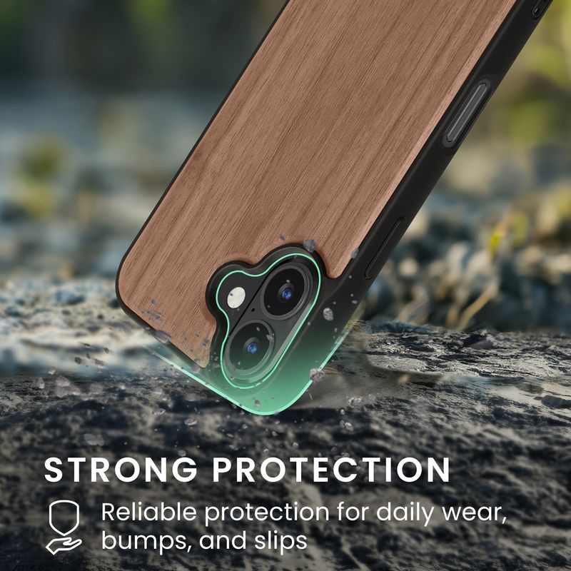 Laptop, Telefoane si Tablete - Telefoane mobile si accesorii - Accesorii Telefoane - Huse telefoane - Husa Kwmobile pentru iPhone 16, compatibilitate MagSafe, protectie la socuri, lemn, TPU, maro - Infinity.ro