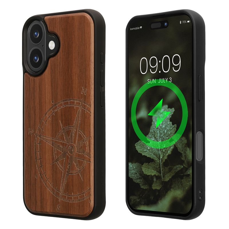 Laptop, Telefoane si Tablete - Telefoane mobile si accesorii - Accesorii Telefoane - Huse telefoane - Husa Kwmobile pentru iPhone 16, compatibilitate MagSafe, lemn, TPU, maro - Infinity.ro