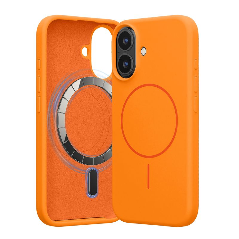 Laptop, Telefoane si Tablete - Telefoane mobile si accesorii - Accesorii Telefoane - Huse telefoane - Husa Kwmobile pentru iPhone 16, compatibilitate MagSafe, silicon, portocaliu - Infinity.ro