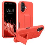 Laptop, Telefoane si Tablete - Telefoane mobile si accesorii - Accesorii Telefoane - Huse telefoane - Husa Kwmobile pentru iPhone 16, functie stand, silicon, coral - Infinity.ro
