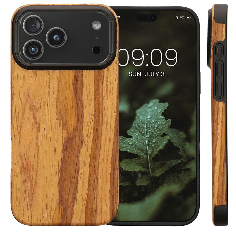 Laptop, Telefoane si Tablete - Telefoane mobile si accesorii - Accesorii Telefoane - Huse telefoane - Husa Kwmobile pentru iPhone 17 Pro Max, anti-alunecare, lemn, TPU, aspect vintage - Infinity.ro