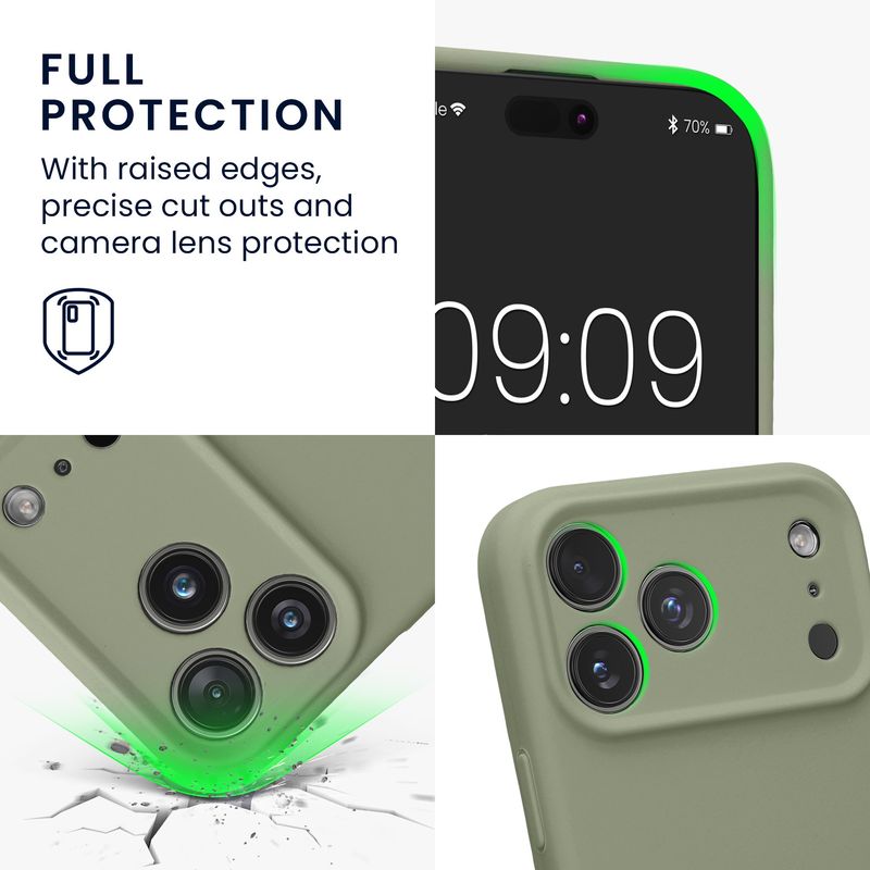Laptop, Telefoane si Tablete - Telefoane mobile si accesorii - Accesorii Telefoane - Huse telefoane - Husa Kwmobile pentru iPhone 17 Pro Max, anti-alunecare, protectie la socuri, silicon, verde - Infinity.ro