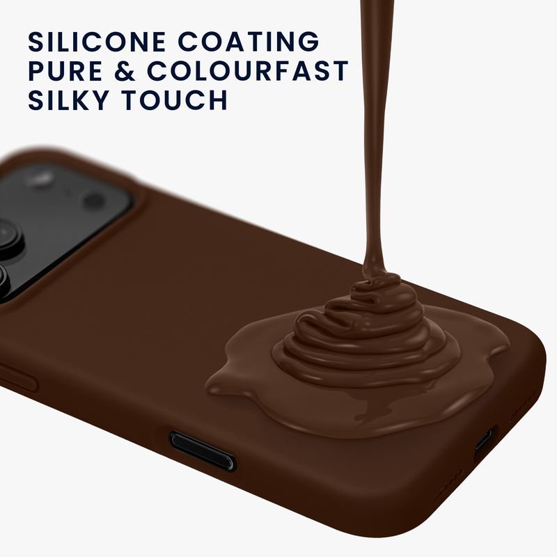 Laptop, Telefoane si Tablete - Telefoane mobile si accesorii - Accesorii Telefoane - Huse telefoane - Husa Kwmobile pentru iPhone 17 Pro Max, anti-alunecare, silicon, ciocolatiu - Infinity.ro