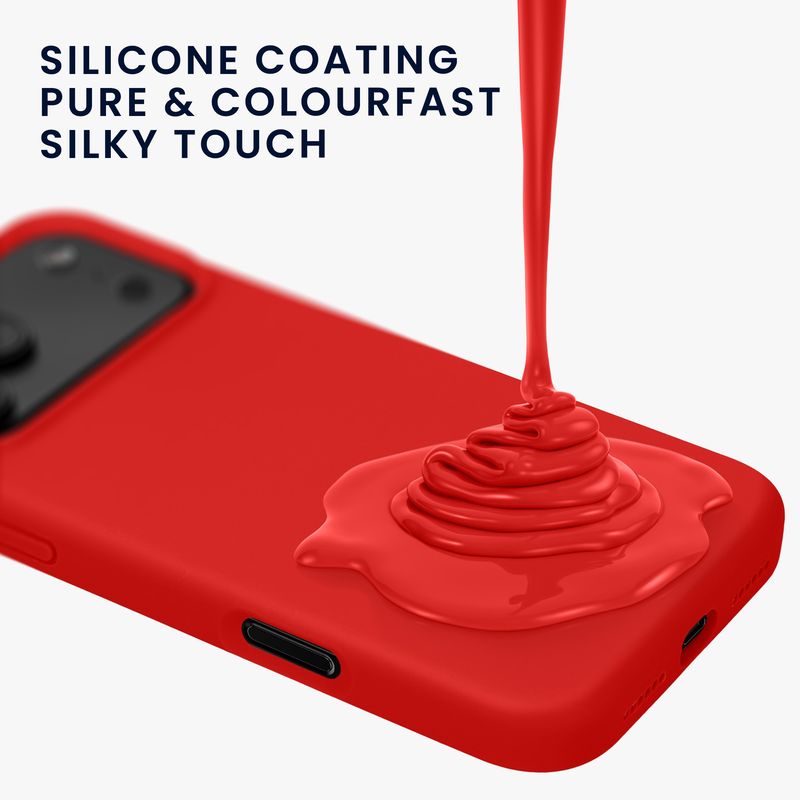 Laptop, Telefoane si Tablete - Telefoane mobile si accesorii - Accesorii Telefoane - Huse telefoane - Husa Kwmobile pentru iPhone 17 Pro Max, anti-alunecare, silicon, rosu clasic - Infinity.ro