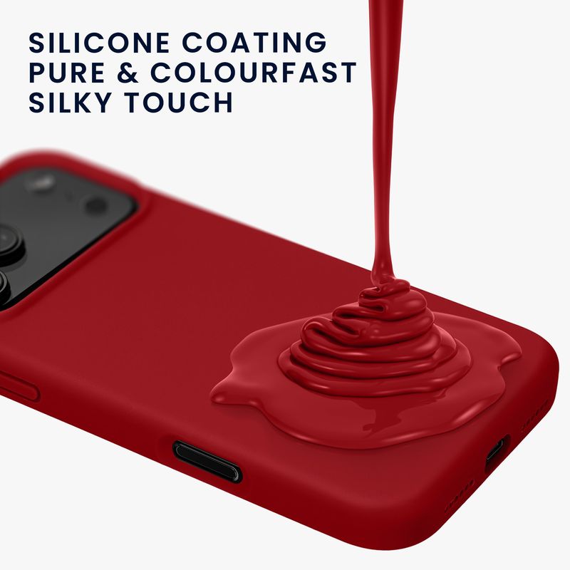 Laptop, Telefoane si Tablete - Telefoane mobile si accesorii - Accesorii Telefoane - Huse telefoane - Husa Kwmobile pentru iPhone 17 Pro Max, anti-alunecare, silicon, rosu rubarba - Infinity.ro