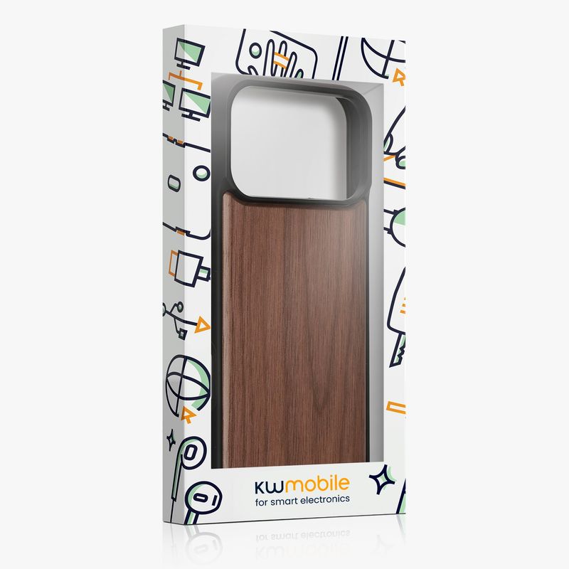 Laptop, Telefoane si Tablete - Telefoane mobile si accesorii - Accesorii Telefoane - Huse telefoane - Husa Kwmobile pentru iPhone 17 Pro Max, compatibilitate MagSafe, lemn, TPU, maro - Infinity.ro