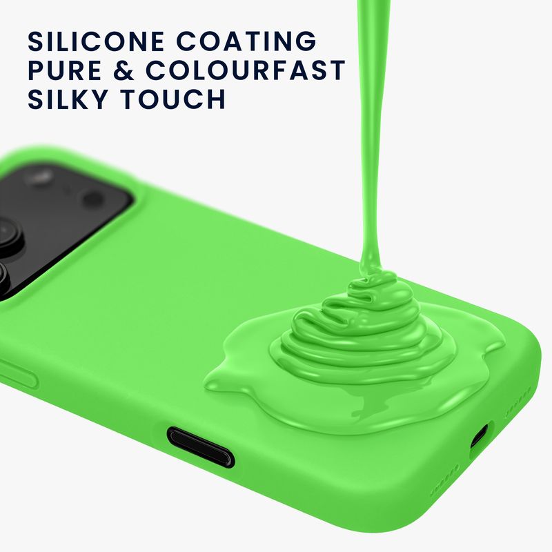 Laptop, Telefoane si Tablete - Telefoane mobile si accesorii - Accesorii Telefoane - Huse telefoane - Husa Kwmobile pentru iPhone 17 Pro Max, anti-alunecare, silicon, verde lime - Infinity.ro