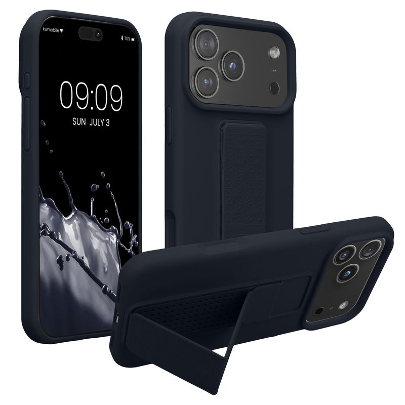 Laptop, Telefoane si Tablete - Telefoane mobile si accesorii - Accesorii Telefoane - Huse telefoane - Husa Kwmobile pentru iPhone 17 Pro Max, functie stand, silicon, afine - Infinity.ro