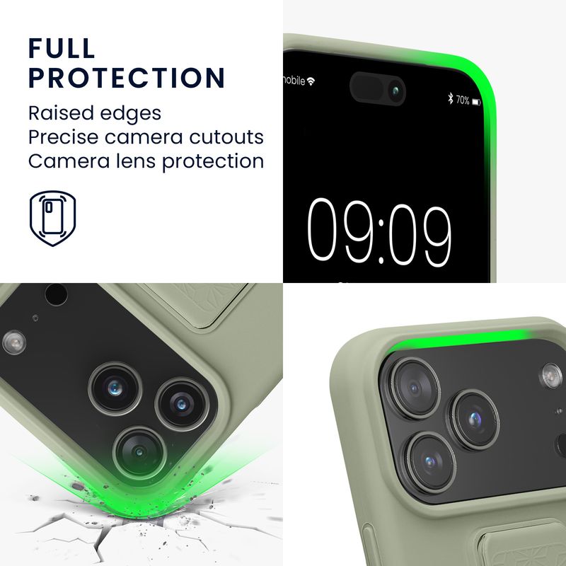 Laptop, Telefoane si Tablete - Telefoane mobile si accesorii - Accesorii Telefoane - Huse telefoane - Husa Kwmobile pentru iPhone 17 Pro Max, functie stand, silicon, verde - Infinity.ro