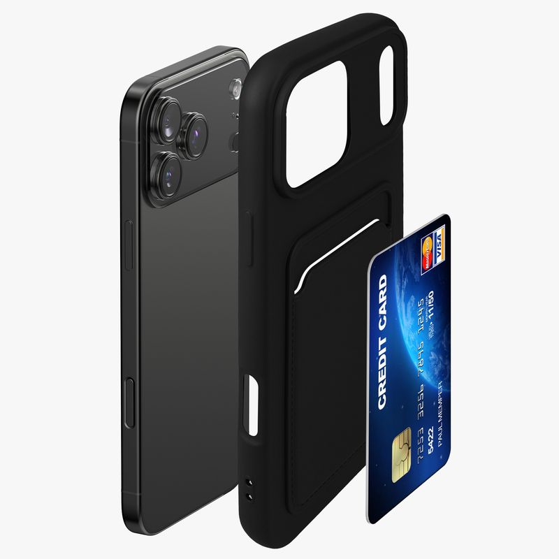 Laptop, Telefoane si Tablete - Telefoane mobile si accesorii - Accesorii Telefoane - Huse telefoane - Husa Kwmobile pentru iPhone 17 Pro Max, incarcare wireless, buzunar card, silicon, negru - Infinity.ro