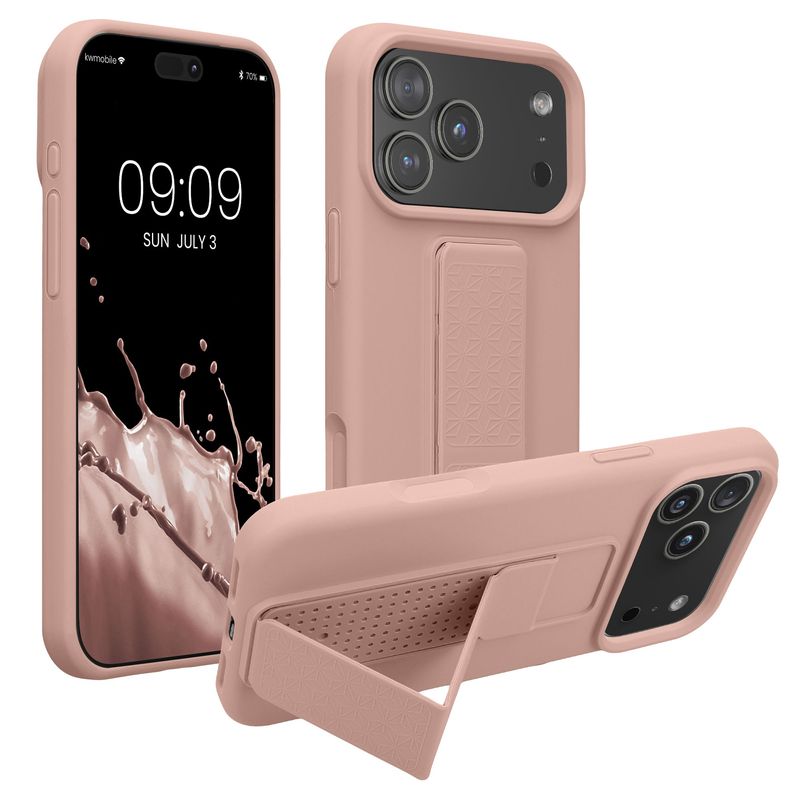 Laptop, Telefoane si Tablete - Telefoane mobile si accesorii - Accesorii Telefoane - Huse telefoane - Husa Kwmobile pentru iPhone 17 Pro Max, functie stand, silicon, roz - Infinity.ro