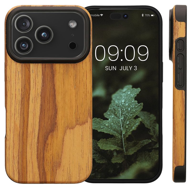 Laptop, Telefoane si Tablete - Telefoane mobile si accesorii - Accesorii Telefoane - Huse telefoane - Husa Kwmobile pentru iPhone 17 Pro, anti-alunecare, lemn, TPU, aspect vintage - Infinity.ro
