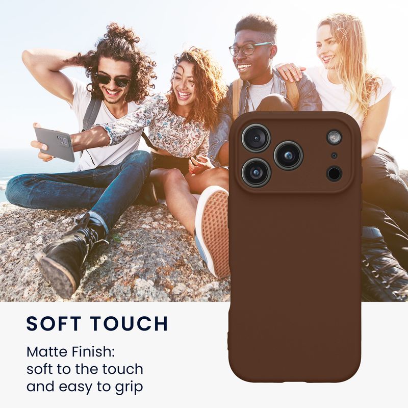 Laptop, Telefoane si Tablete - Telefoane mobile si accesorii - Accesorii Telefoane - Huse telefoane - Husa Kwmobile pentru iPhone 17 Pro, anti-alunecare, protectie la zgarieturi, silicon, maro - Infinity.ro