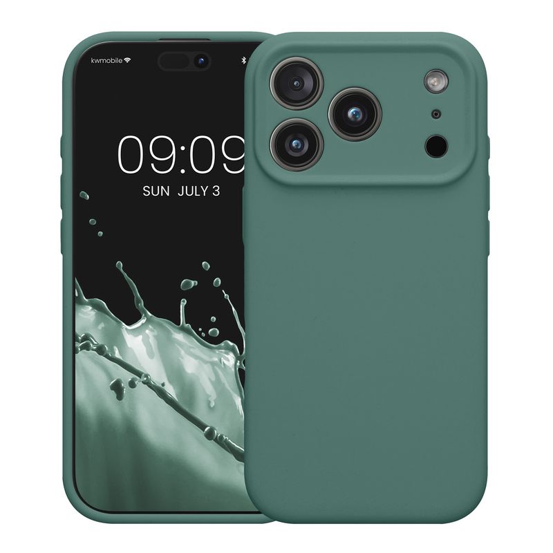 Laptop, Telefoane si Tablete - Telefoane mobile si accesorii - Accesorii Telefoane - Huse telefoane - Husa Kwmobile pentru iPhone 17 Pro, anti-alunecare, anti-amprenta, silicon, verde - Infinity.ro