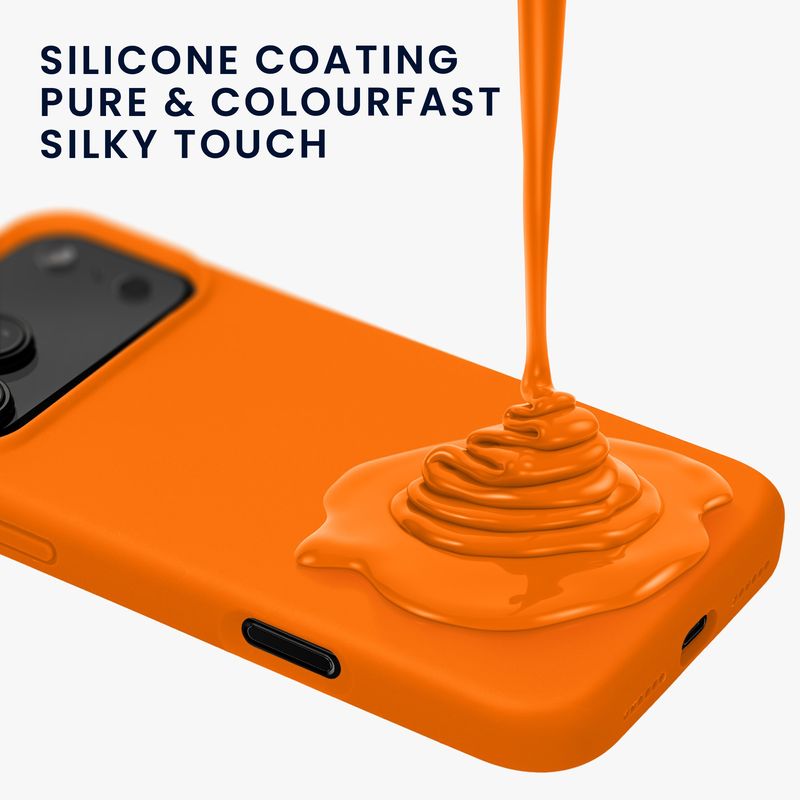 Laptop, Telefoane si Tablete - Telefoane mobile si accesorii - Accesorii Telefoane - Huse telefoane - Husa Kwmobile pentru iPhone 17 Pro, anti-alunecare, anti-amprenta, silicon, portocaliu - Infinity.ro