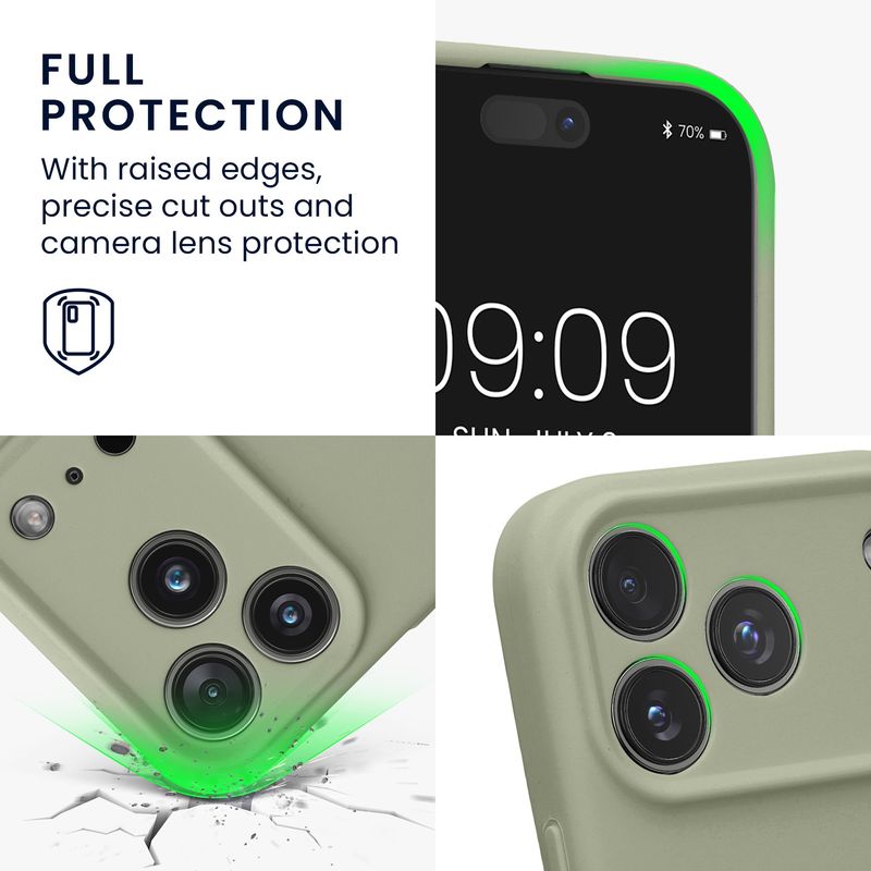 Laptop, Telefoane si Tablete - Telefoane mobile si accesorii - Accesorii Telefoane - Huse telefoane - Husa Kwmobile pentru iPhone 17 Pro, anti-alunecare, protectie la socuri, silicon, verde - Infinity.ro