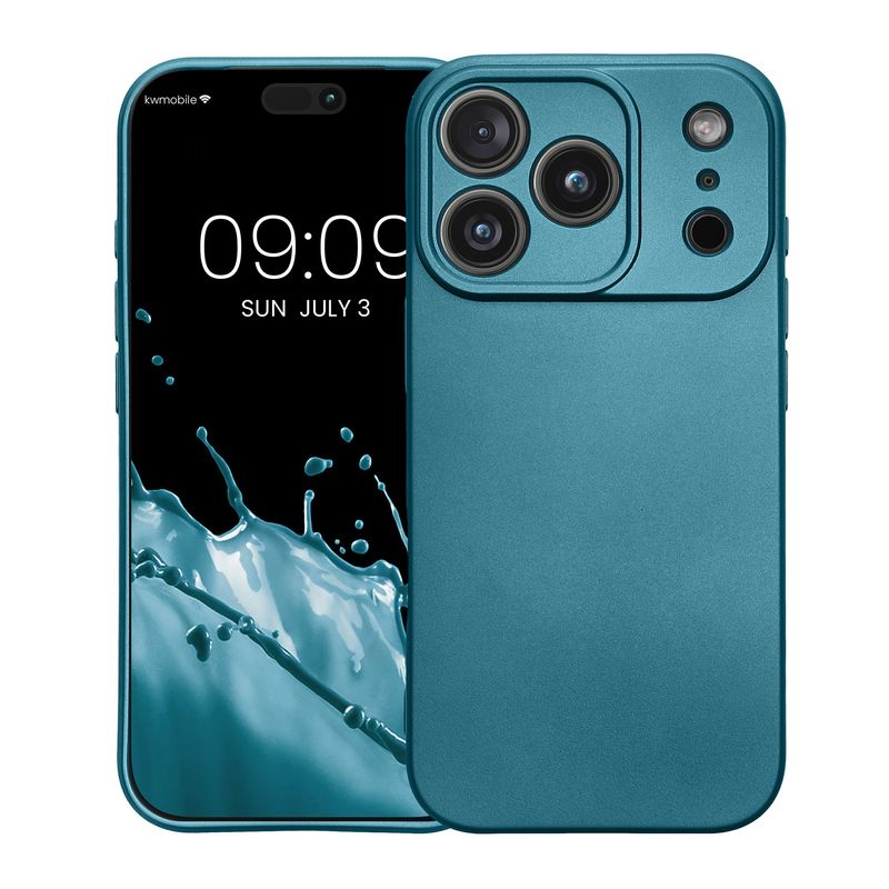 Laptop, Telefoane si Tablete - Telefoane mobile si accesorii - Accesorii Telefoane - Huse telefoane - Husa Kwmobile pentru iPhone 17 Pro, anti-alunecare, silicon, albastru - Infinity.ro