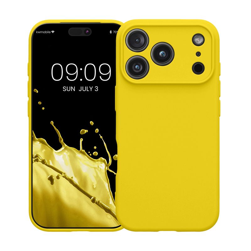 Laptop, Telefoane si Tablete - Telefoane mobile si accesorii - Accesorii Telefoane - Huse telefoane - Husa Kwmobile pentru iPhone 17 Pro, anti-alunecare, protectie la zgarieturi, silicon, galben - Infinity.ro
