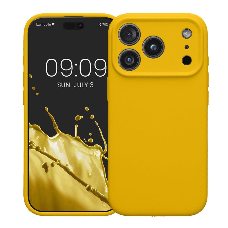 Laptop, Telefoane si Tablete - Telefoane mobile si accesorii - Accesorii Telefoane - Huse telefoane - Husa Kwmobile pentru iPhone 17 Pro, anti-alunecare, silicon, galben - Infinity.ro