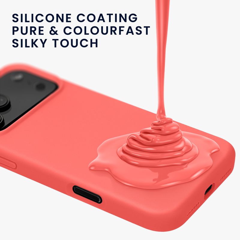 Laptop, Telefoane si Tablete - Telefoane mobile si accesorii - Accesorii Telefoane - Huse telefoane - Husa Kwmobile pentru iPhone 17 Pro, anti-alunecare, silicon, coral neon - Infinity.ro