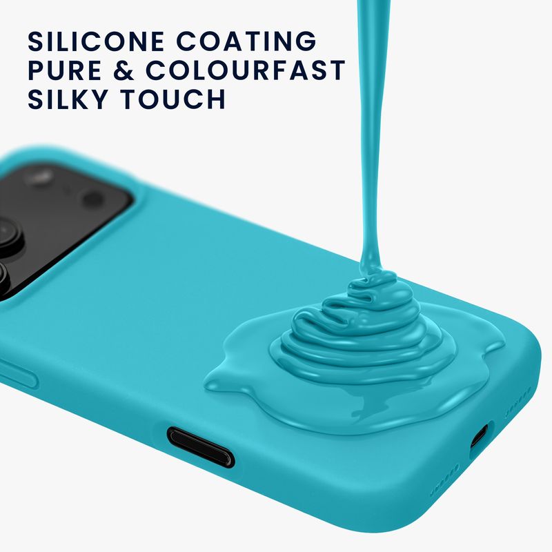 Laptop, Telefoane si Tablete - Telefoane mobile si accesorii - Accesorii Telefoane - Huse telefoane - Husa Kwmobile pentru iPhone 17 Pro, anti-alunecare, silicon, albastru glaciar - Infinity.ro