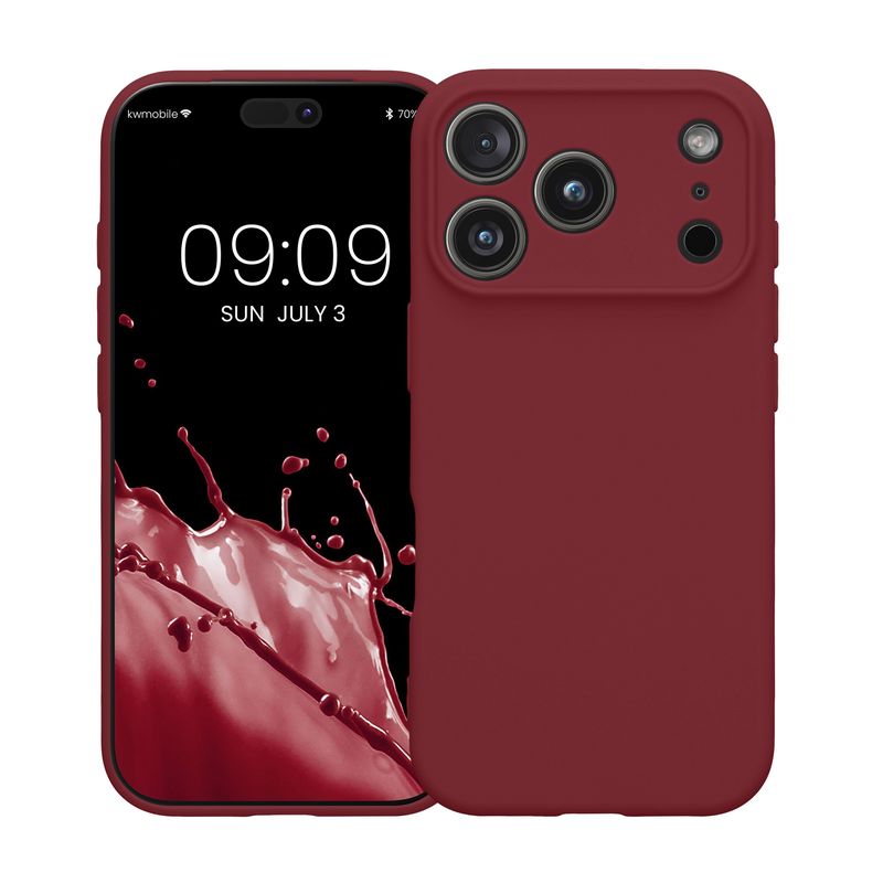 Laptop, Telefoane si Tablete - Telefoane mobile si accesorii - Accesorii Telefoane - Huse telefoane - Husa Kwmobile pentru iPhone 17 Pro, anti-alunecare, silicon, mov, bordo - Infinity.ro