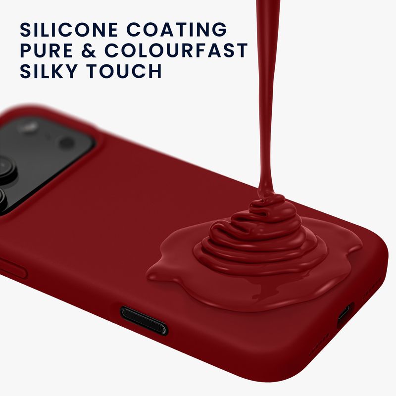 Laptop, Telefoane si Tablete - Telefoane mobile si accesorii - Accesorii Telefoane - Huse telefoane - Husa Kwmobile pentru iPhone 17 Pro, anti-alunecare, silicon, rosu rubarba - Infinity.ro