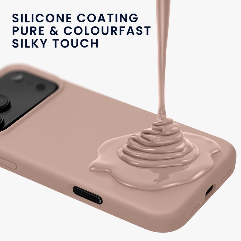Laptop, Telefoane si Tablete - Telefoane mobile si accesorii - Accesorii Telefoane - Huse telefoane - Husa Kwmobile pentru iPhone 17 Pro, anti-alunecare, silicon, roz prafuit - Infinity.ro