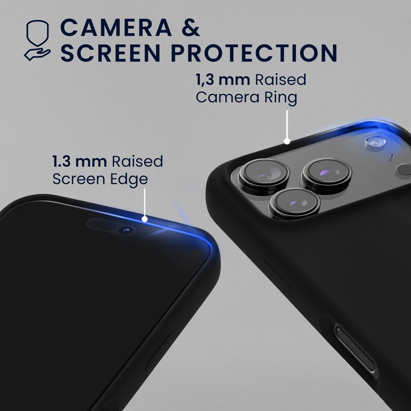 Laptop, Telefoane si Tablete - Telefoane mobile si accesorii - Accesorii Telefoane - Huse telefoane - Husa Kwmobile pentru iPhone 17 Pro, anti-alunecare, sticla temperata, negru - Infinity.ro