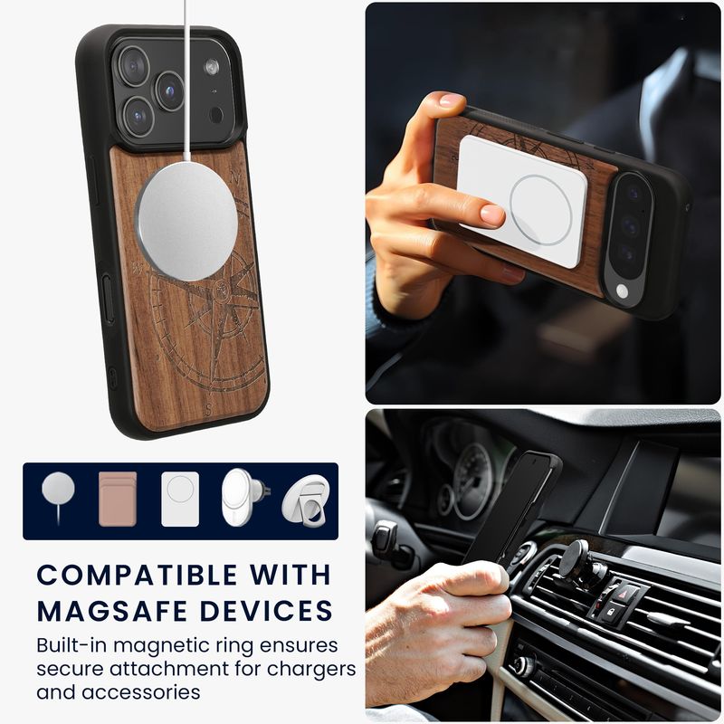 Laptop, Telefoane si Tablete - Telefoane mobile si accesorii - Accesorii Telefoane - Huse telefoane - Husa Kwmobile pentru iPhone 17 Pro, compatibilitate MagSafe, lemn, TPU, maro - Infinity.ro