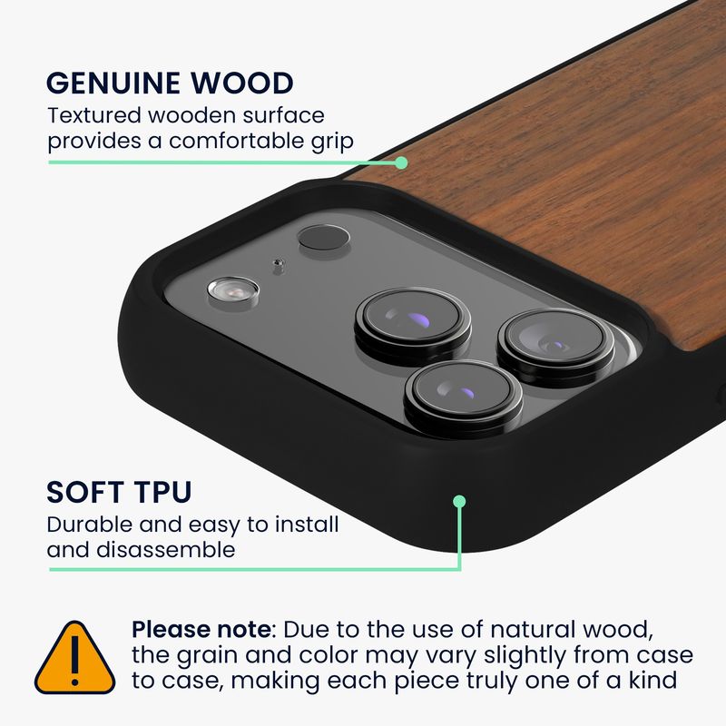 Laptop, Telefoane si Tablete - Telefoane mobile si accesorii - Accesorii Telefoane - Huse telefoane - Husa Kwmobile pentru iPhone 17 Pro, compatibilitate MagSafe, protectie la socuri, lemn, TPU, maro - Infinity.ro