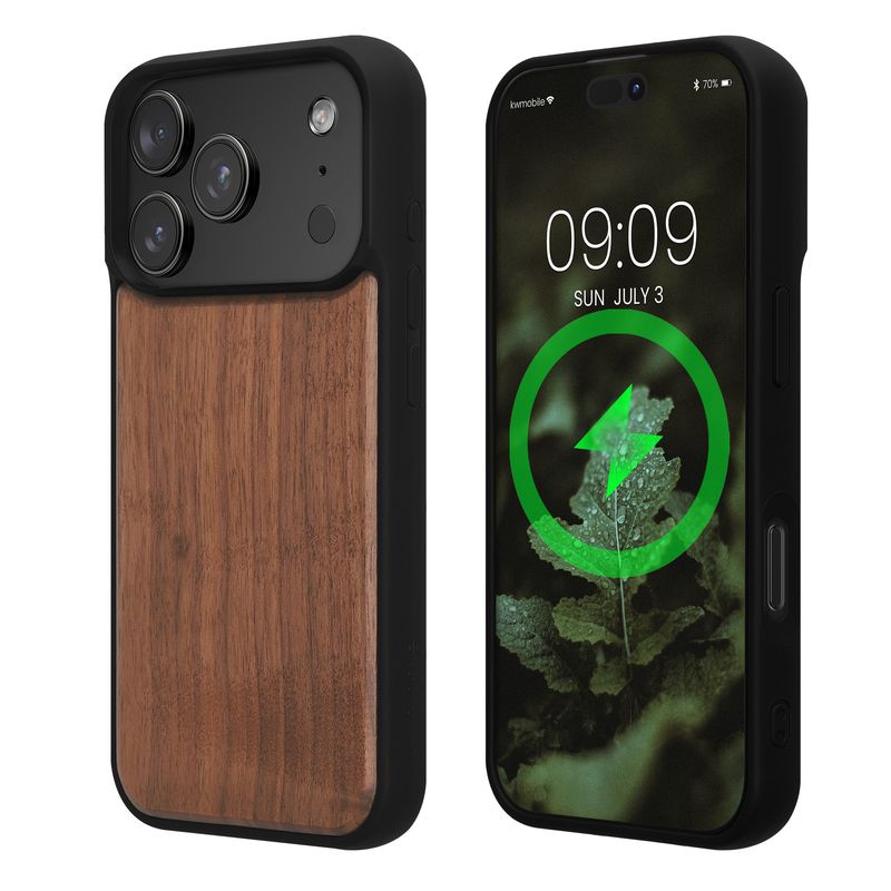 Laptop, Telefoane si Tablete - Telefoane mobile si accesorii - Accesorii Telefoane - Huse telefoane - Husa Kwmobile pentru iPhone 17 Pro, compatibilitate MagSafe, protectie la socuri, lemn, TPU, maro - Infinity.ro